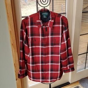 Lauren Ralph‎ Lauren 100% Wool Red Plaid Full Zip Sz. L Jacket with Pockets